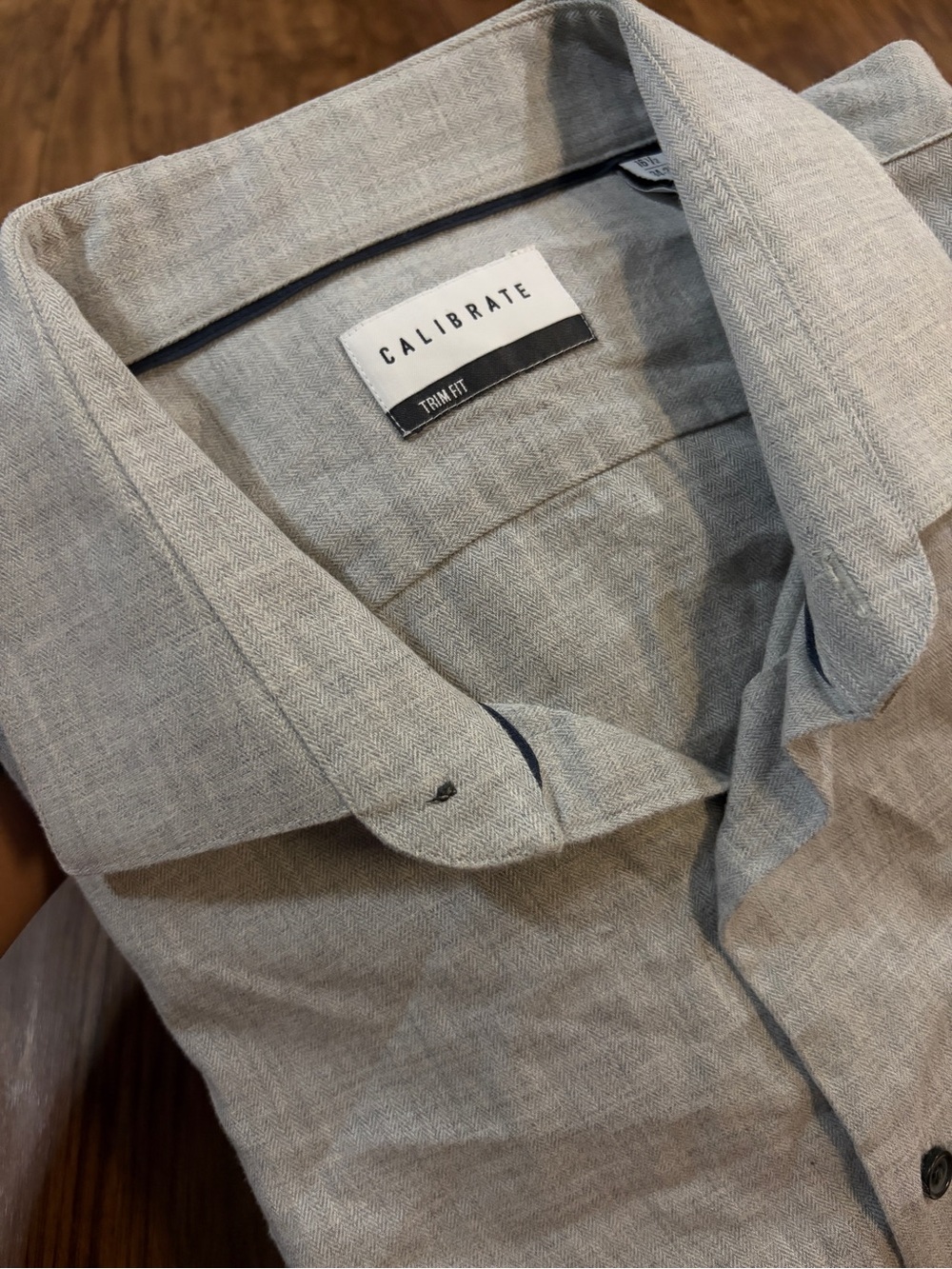 Calibrate Light Gray 16 1/2 34-35 Trim Fit Dress Shirt